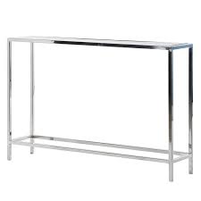 chelsea narrow glass and steel console