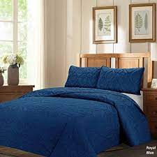 royal navy blue queen bedspread set