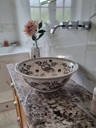 Birds Patterned Bathroom Sink Ceramic