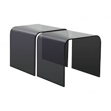 Pair Of Black Glass Side Tables