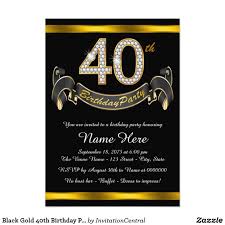 Black Gold 40th Birthday Party Invitation Zazzle Com In
