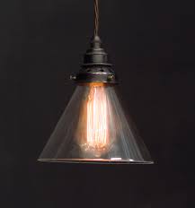 Es Clear Glass Cone Shade Pendant