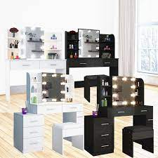 dressing table mirror with lights stool