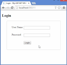 login page exle in mvc using eny