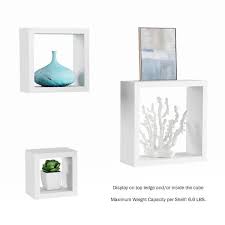 Lavish Home Floating Shelves Cube Wall Shelf Set With Brackets 3 Sizes To Display Décor Books Photos More Hardware Included White