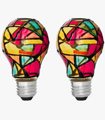 2 Pack Led Stained Glass Light Bulb A19