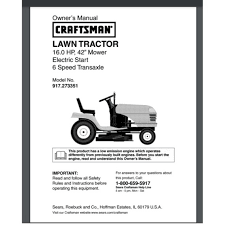 Craftsman Lawn Tractor 917 273351 Owner