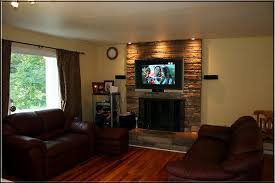 flat screen tv over a fireplace think