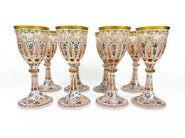 Hand Painted Gold Trim Wine Glasses