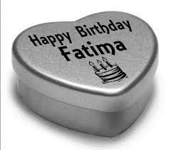happy birthday fatima mini heart tin
