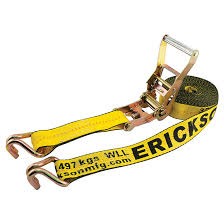 Polyester webbing has bright yellow color for easier visibility. Erickson Ratchet Strap Double J Hook 10000 Lb 2 X 27 78627 Rona