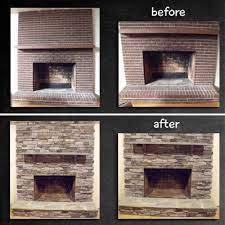 Fireplace Remodel Stone Over Brick