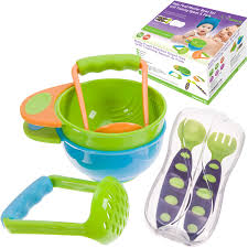 Mash Serve Baby Bowl Set To Make Baby Food Bpa Free With Toddler Training Spoon And Fork With Travel Case Great Baby Shower Gift