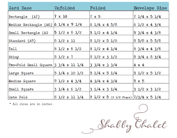 Shabby Chalet Studio 17 Card Envelope Size Chart Crafts