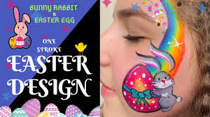 easter egg and bunny rabbit one stroke