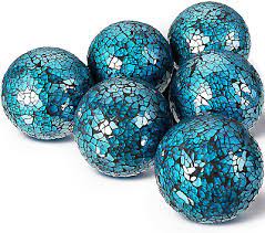 Turquoise Table Orbs Decor Glass
