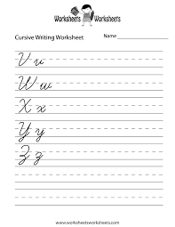 Cursive Letters Writing Worksheet Printable Teaching