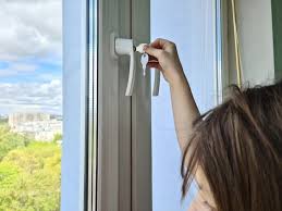 Lock Closeup Window With Child Safety Lock