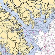 Maryland Severn River Annapolis Whitehall Bay Nautical Chart Decor