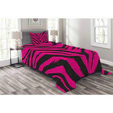 Hot Pink Zebra Skin Bedspread Set