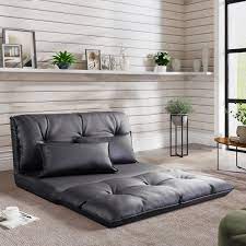 adjule floor sofa bed pu leather