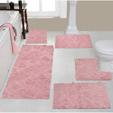 modesto collection pink cotton 5 piece bath rug set