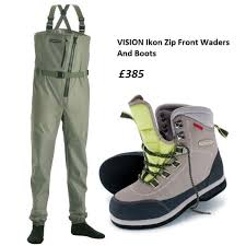 Vision Ikon Zip Front Stockingfoot Chest Waders And Boots Combo