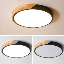 2.2 for wooden ceilings, just use a screwdriver to fix the mounting bracket. Homary Led Drum Shaped Wood Metal Acrylic Large Flush Mount Ceiling Light In Black Walmart Canada