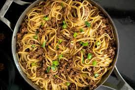 mongolian noodles with ground beef