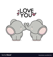 cute couple elephant hand drawn cartoon