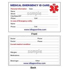 Medic Alert Card Template Barca Fontanacountryinn Com