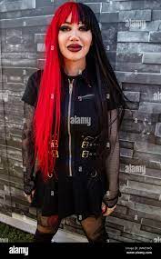 Ash Costello of New Years Day poses for a photo at the Louder Than Life  Music Festival at Kentucky Exposition Center on Thursday, Sept. 22, 2022,  in Louisville, Ky. (Photo by Amy