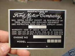 Details About Vintage Ford Truck Weight Data Plate 1940s 1950s Acid Etched Aluminum