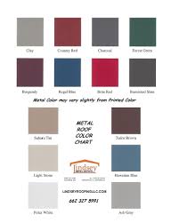 Metal Roof Color Chart For Residential Customers Lindsey