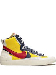 Want to see more posts tagged #nike x sacai? Nike Yellow Blue X Sacai Blazer Mid Hi Top Sneakers For Women Bv0072700 At Farfetch Com