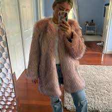 Zara Woman Pink Faux Fur Jacket Super