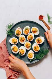 mayo free deviled eggs minimalist
