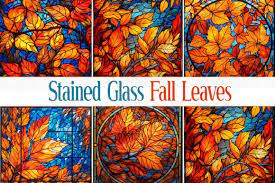 Stained Glass Fall Leaves Graphic By