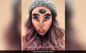 woman uses makeup to create terrifying