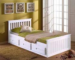 white single bed storage wooden bed