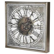 Distressed Square Cogs Wall Clock The