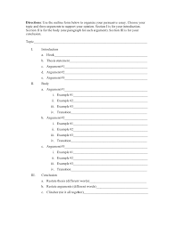 essay outline template   OUTLINE FOR PERSUASIVE ESSAY Paragraph     essay structure worksheets esl high school