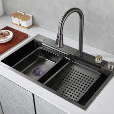 stainless steel waterfall kitchen sink