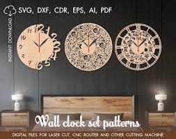 Set Of 3 Wall Clocks Svg Large Clock