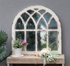 Distressed Arched Window Pane Wood