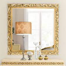 large square designer gold leaf mirror