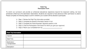 Free Field Trip And School Permission Forms Templates