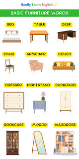furniture words with pictures basic