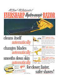 Head opened to clean the blade. Eversharp Schick Injector Hydro Magic Razor Advert Print Etsy Schick Adverts Barber Shop Decor