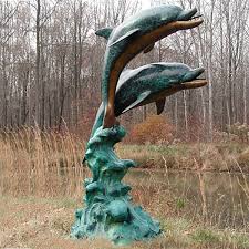 Large Dolphin Fountain Bronze Sculpture